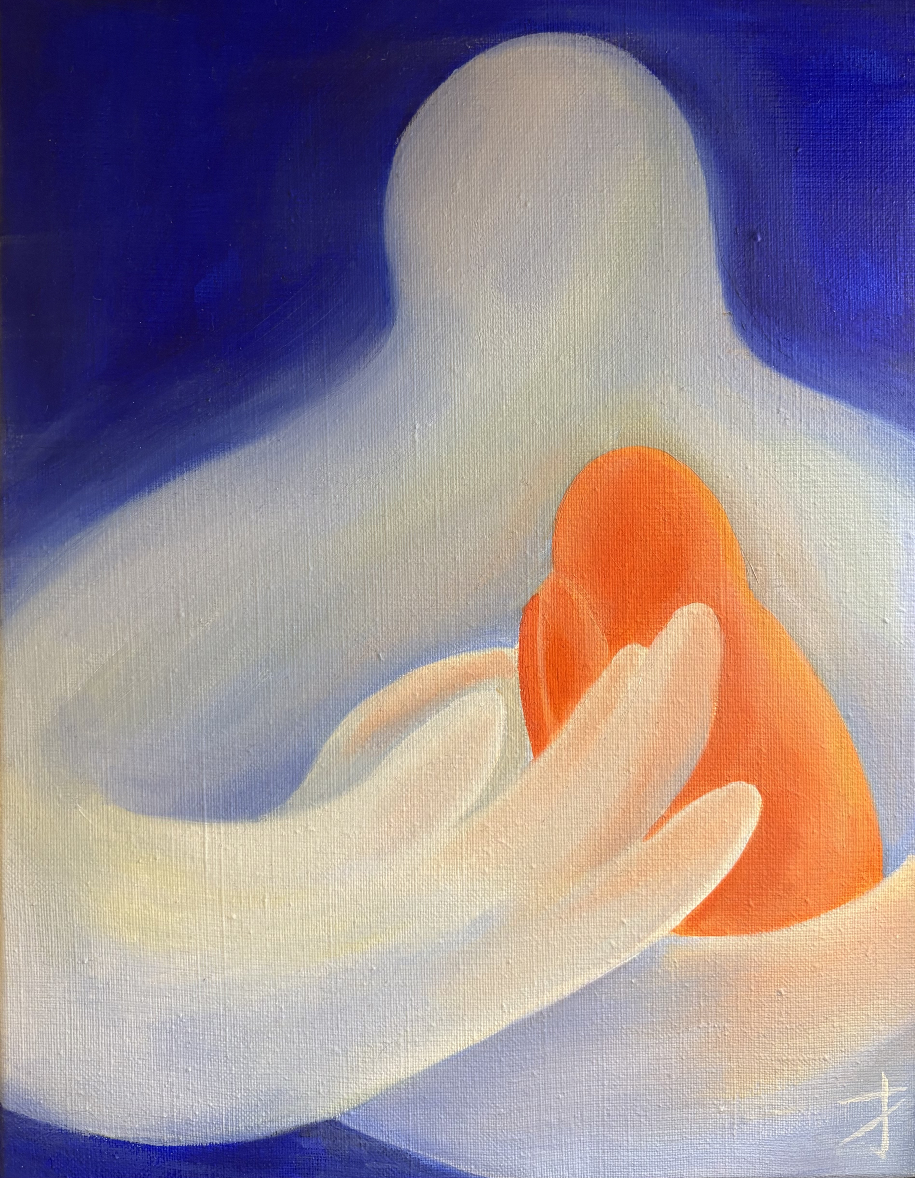 painting of girl holding branches